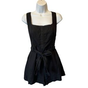 House of Harlow 1960 Romper S Black NWT Sleeveless Linen Rayon womens Lace trim